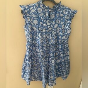 HAMPTON HOUSE Ruffle Block Print Tiered Dress Size Small